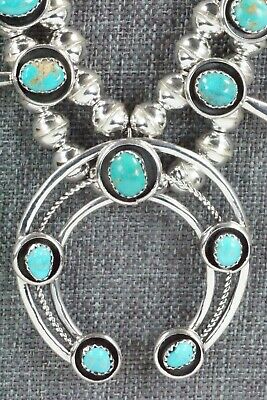 Turquoise & Sterling Silver Squash Blossom and Earrings - Phil Garcia