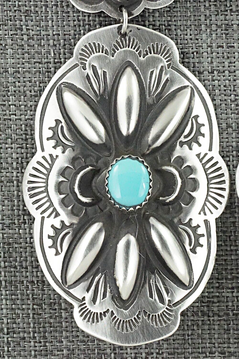 Turquoise & Sterling Silver Earrings - Leander Tahe