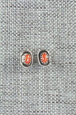 Coral & Sterling Silver Earrings - Roselene Joe