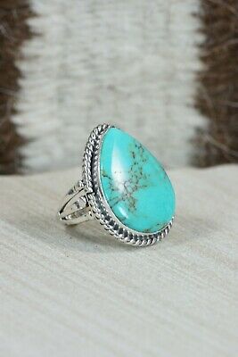 Navajo Turquoise and Sterling Silver Ring - Tom Dinetso - Size 4.25
