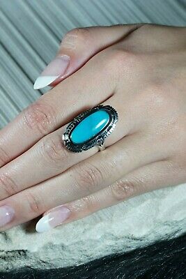 Navajo Turquoise and Sterling Silver Ring - Andrew Vandever - Size 8.5 - High Lonesome Trading
