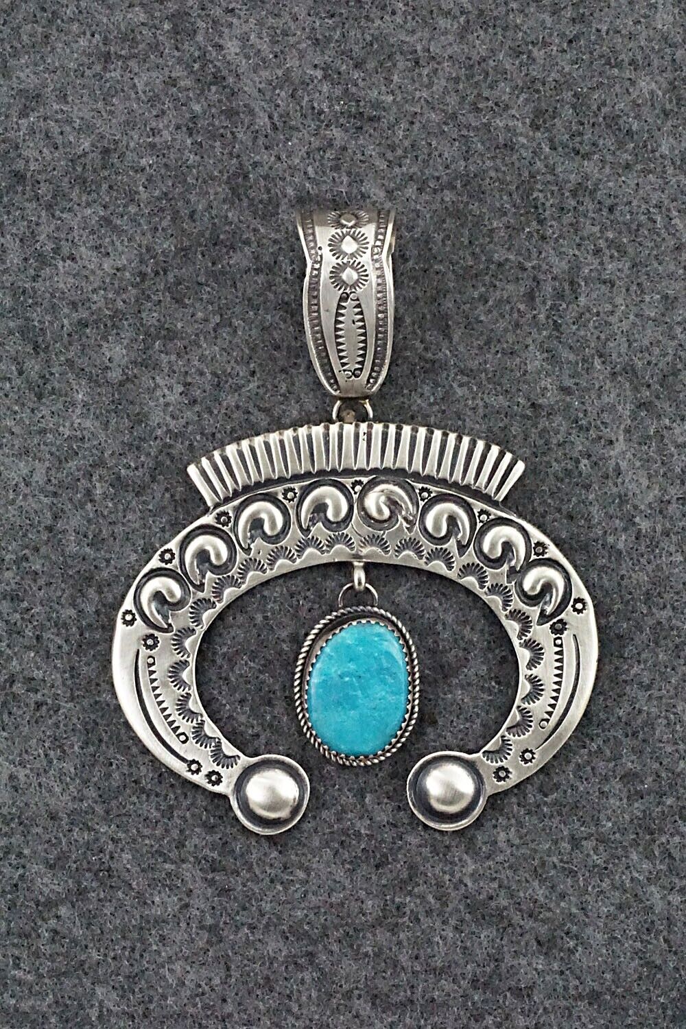 Turquoise and Sterling Silver Pendant - Martha Cayatineto