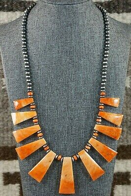 Spiny Oyster & Sterling Silver Necklace - Louise Joe - Navajo - High Lonesome Trading