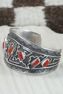 Coral & Sterling Silver Bracelet - Delbert Arviso