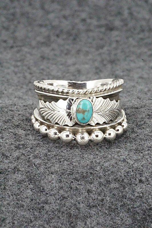 Turquoise & Sterling Silver Ring - Tom Lewis - Size 10