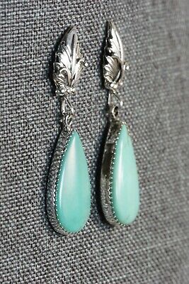Navajo Turquoise and Sterling Silver Earrings - Annie Spencer - High Lonesome Trading