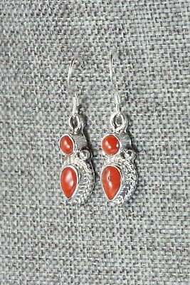 Coral & Sterling Silver Earrings - Isabelle Yazzie
