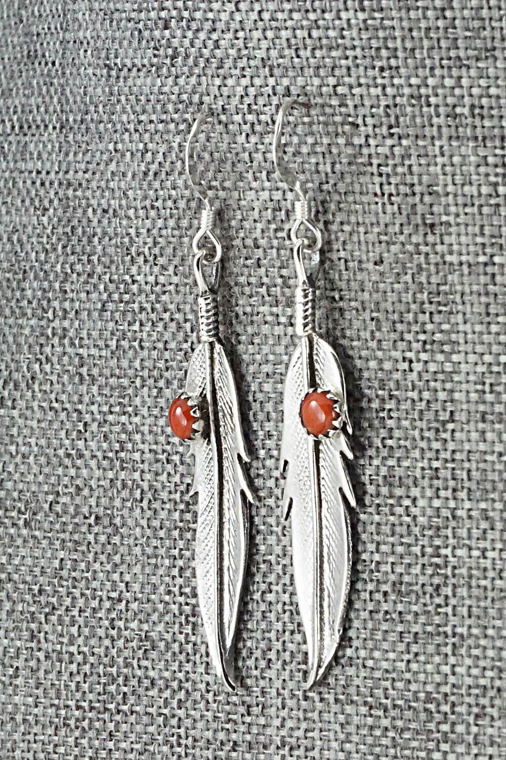 Coral & Sterling Silver Earrings - Louise Joe