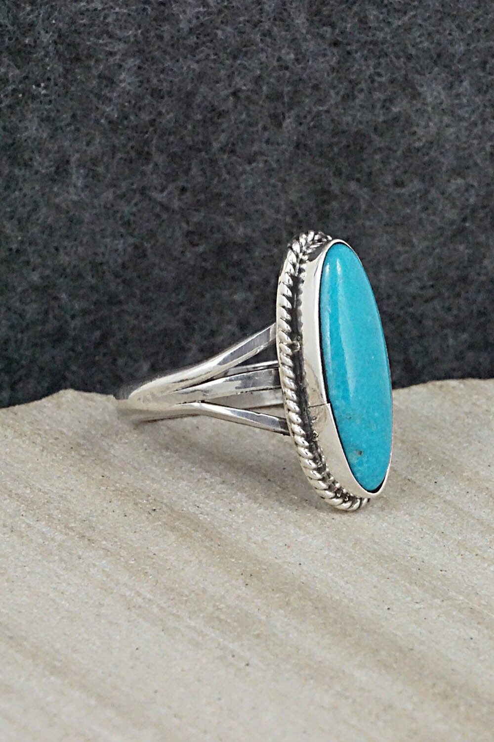 Turquoise & Sterling Silver Ring - Mark Barney - Size 8.5