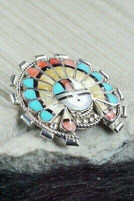 Zuni Multi Stone and Sterling Silver Pendant & Pin - Verdel Niiha - High Lonesome Trading