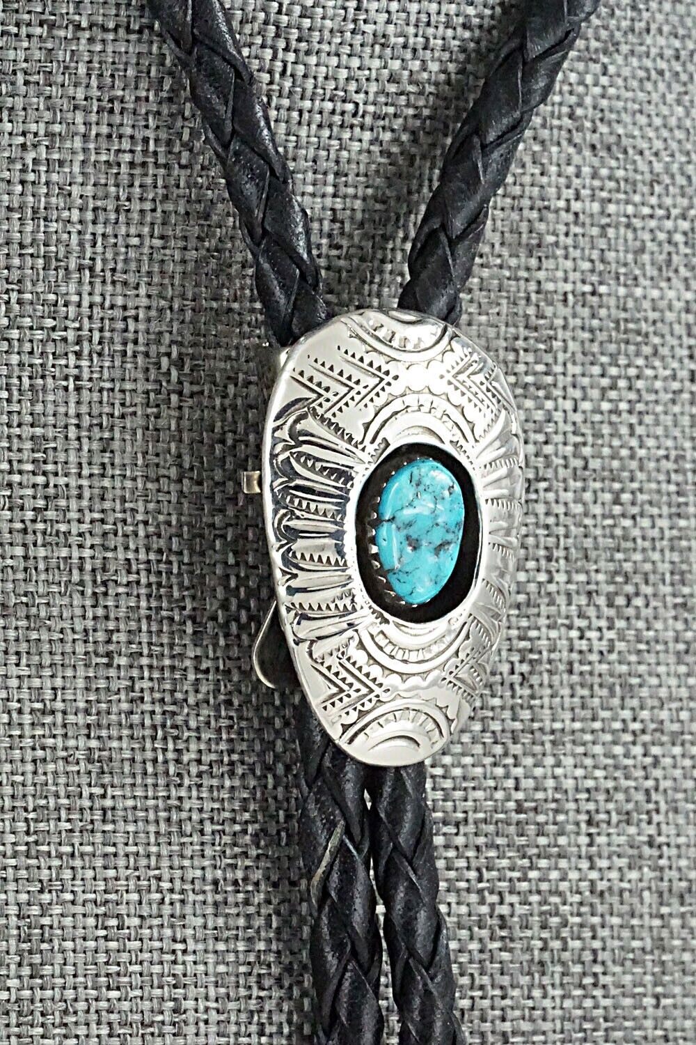 Turquoise & Sterling Silver Bolo Tie - Shirley Skeets