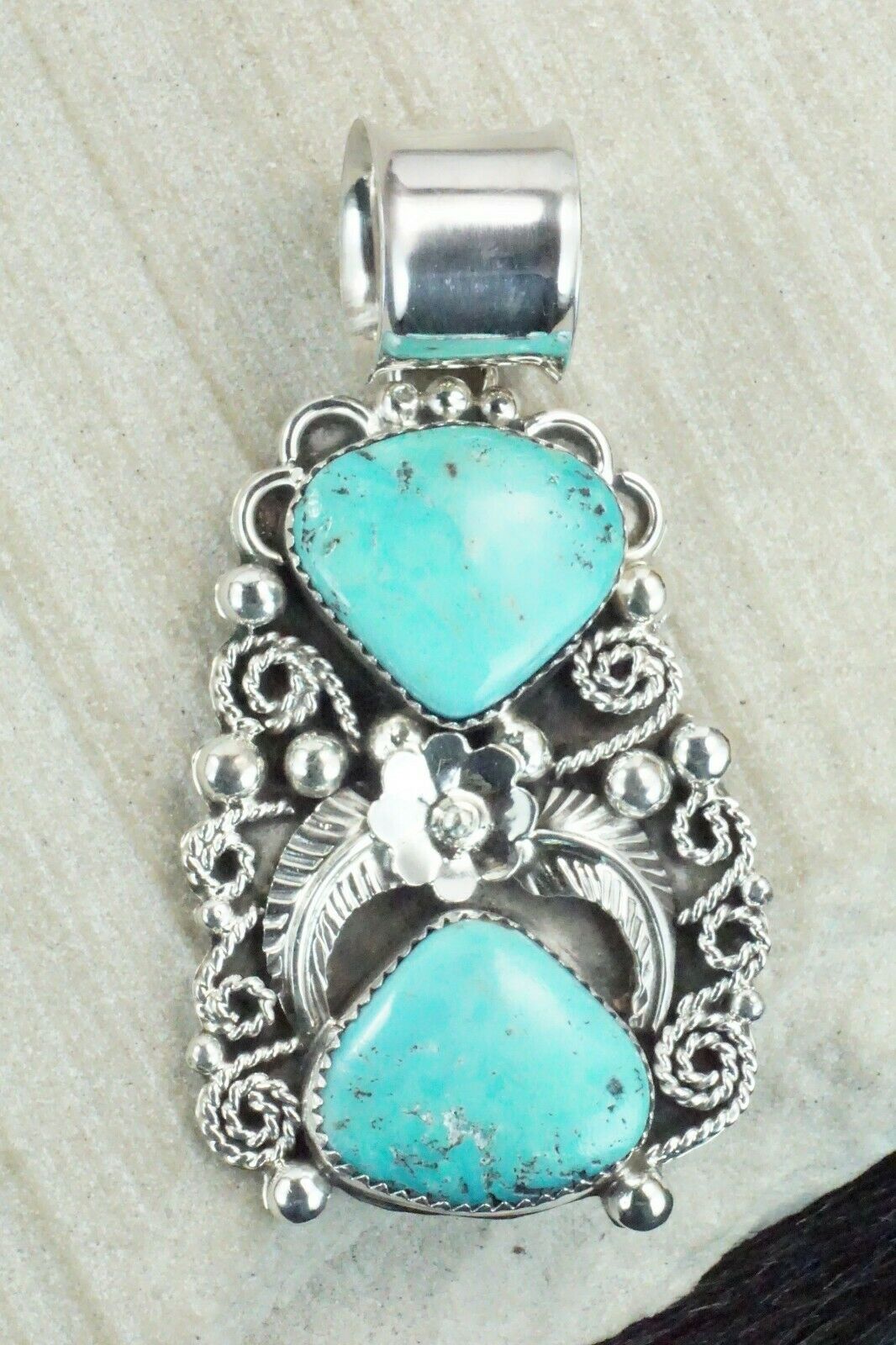 Turquoise and Sterling Silver Pendant - Shirley Largo