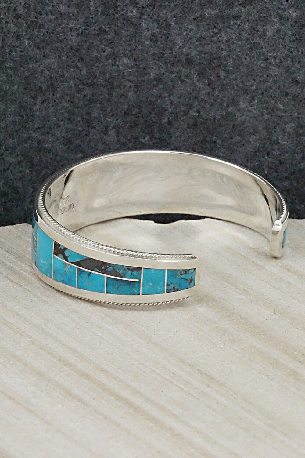 Turquoise & Sterling Silver Inlay Bracelet - Rickel Booqua