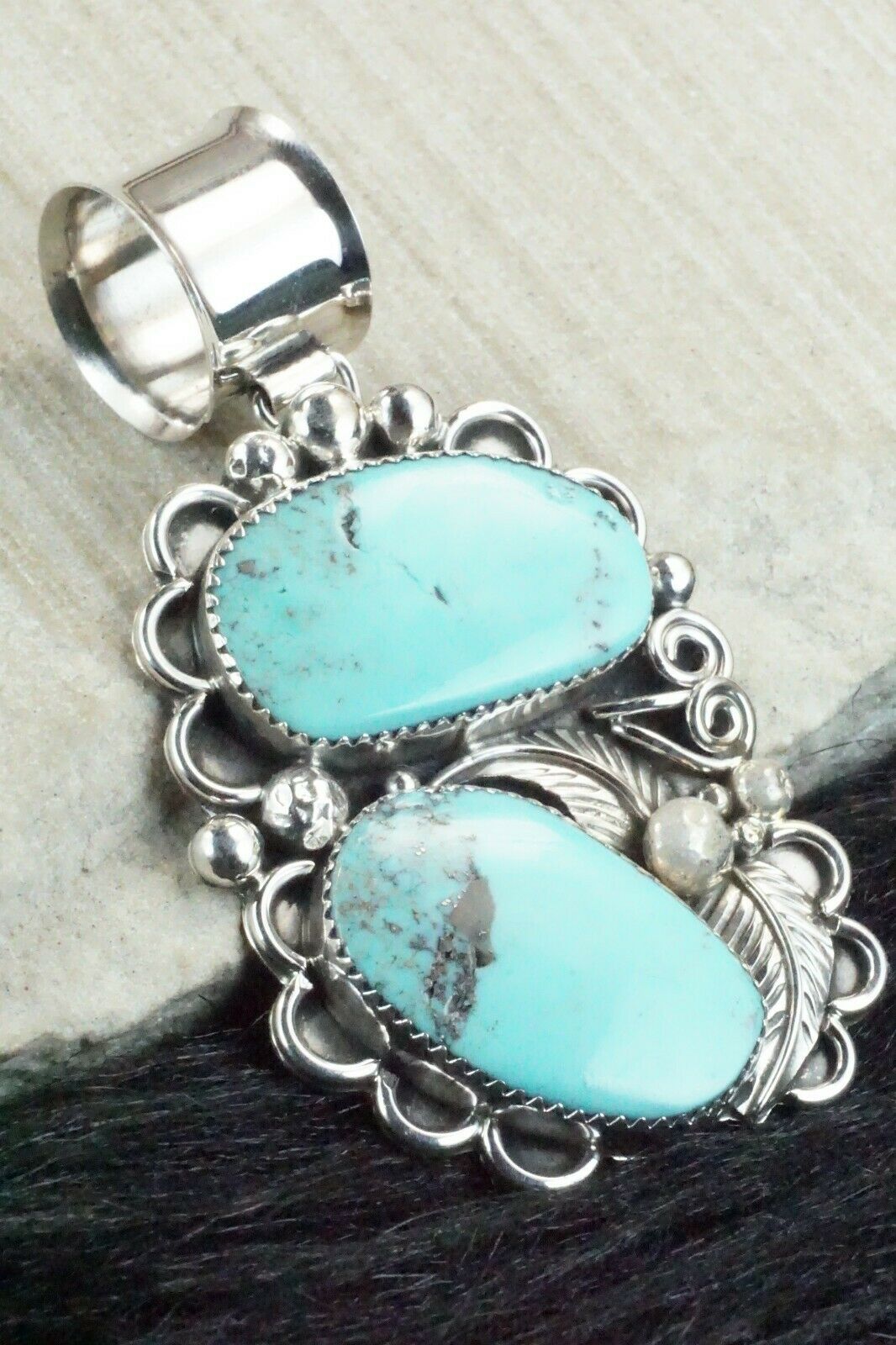 Turquoise and Sterling Silver Pendant - Shirley Largo