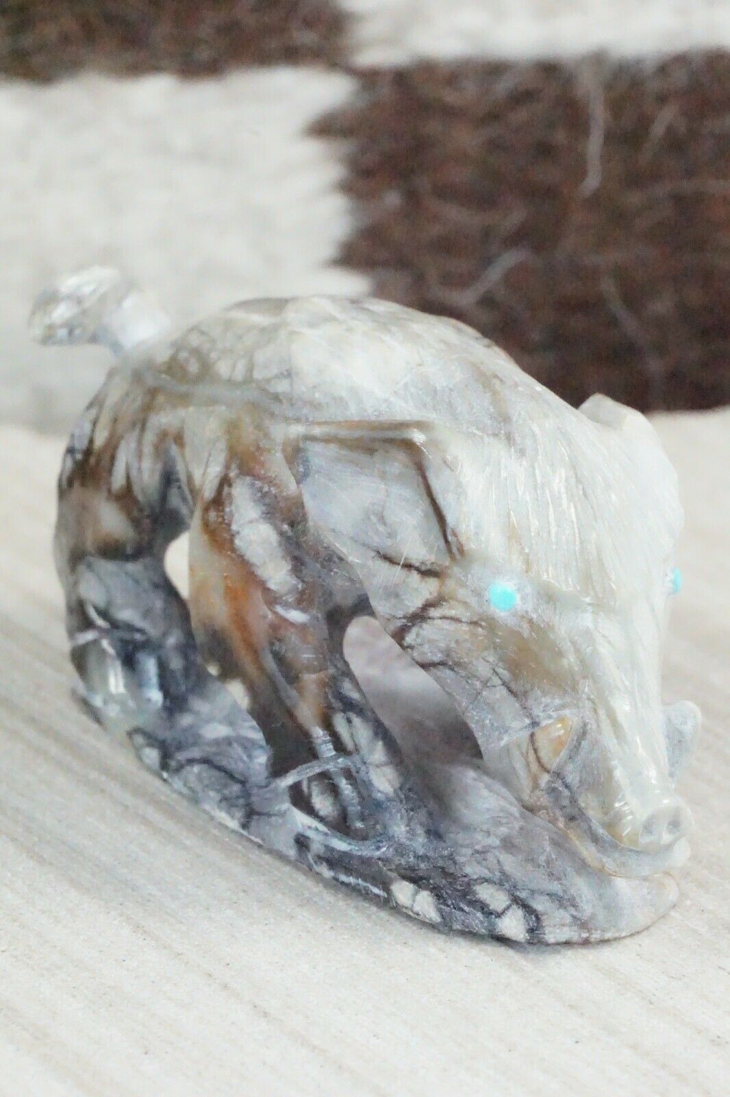 Boar Zuni Fetish Carving - Derrick Kaamasee