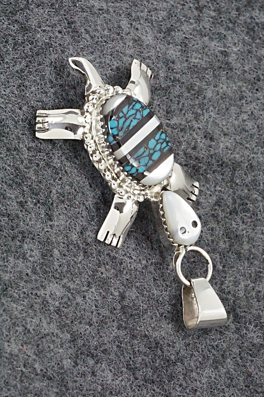 Multi Stone & Sterling Silver Inlay Pendant - Wayne Haloo