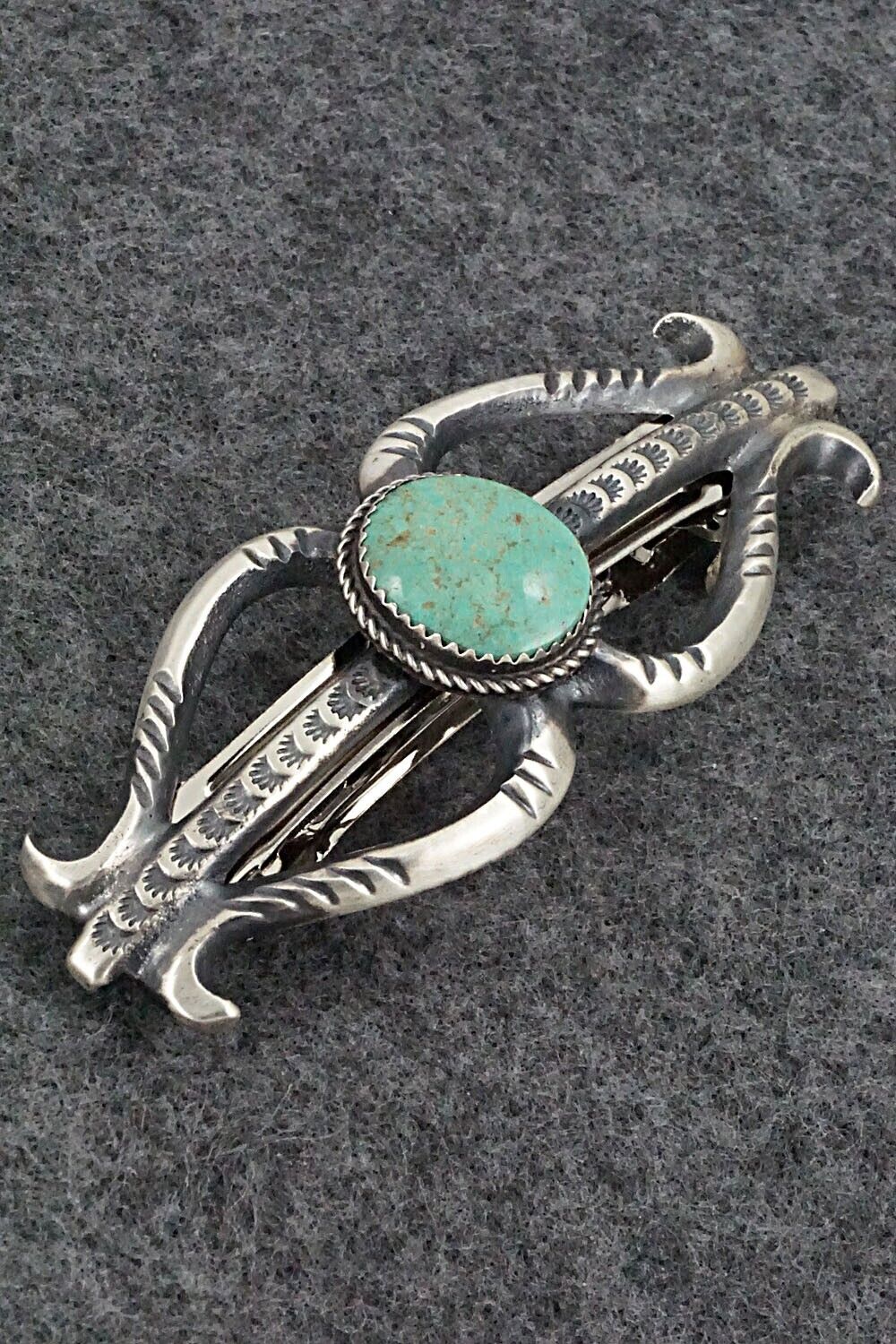 Turquoise & Sterling Silver Hair Barrette - Martha Cayatineto