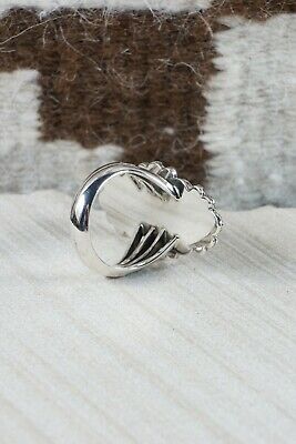Navajo Turquoise & Sterling Silver Ring - Loretta Delgarito - Size 11.5