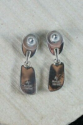 Navajo Turquoise & Spiny Oyster Sterling Silver Earrings - Alvin Joe - High Lonesome Trading