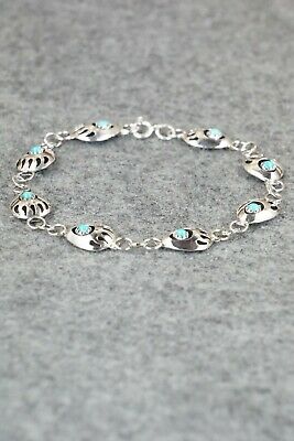 Turquoise & Sterling Silver Link Bracelet - Leta Parker