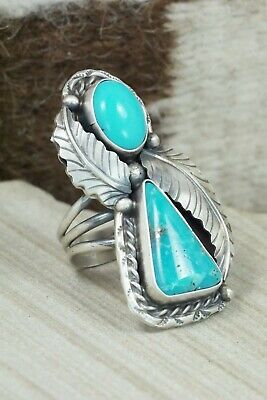 Turquoise and Sterling Silver Ring - Betta Lee - Size 8.5