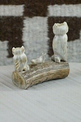 Owl and Fox Zuni Fetish Carving - Marvelita Phillips - High Lonesome Trading