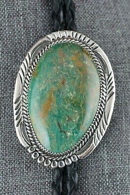 Navajo Turquoise & Sterling Silver Bolo Tie - Alvin Joe - High Lonesome Trading