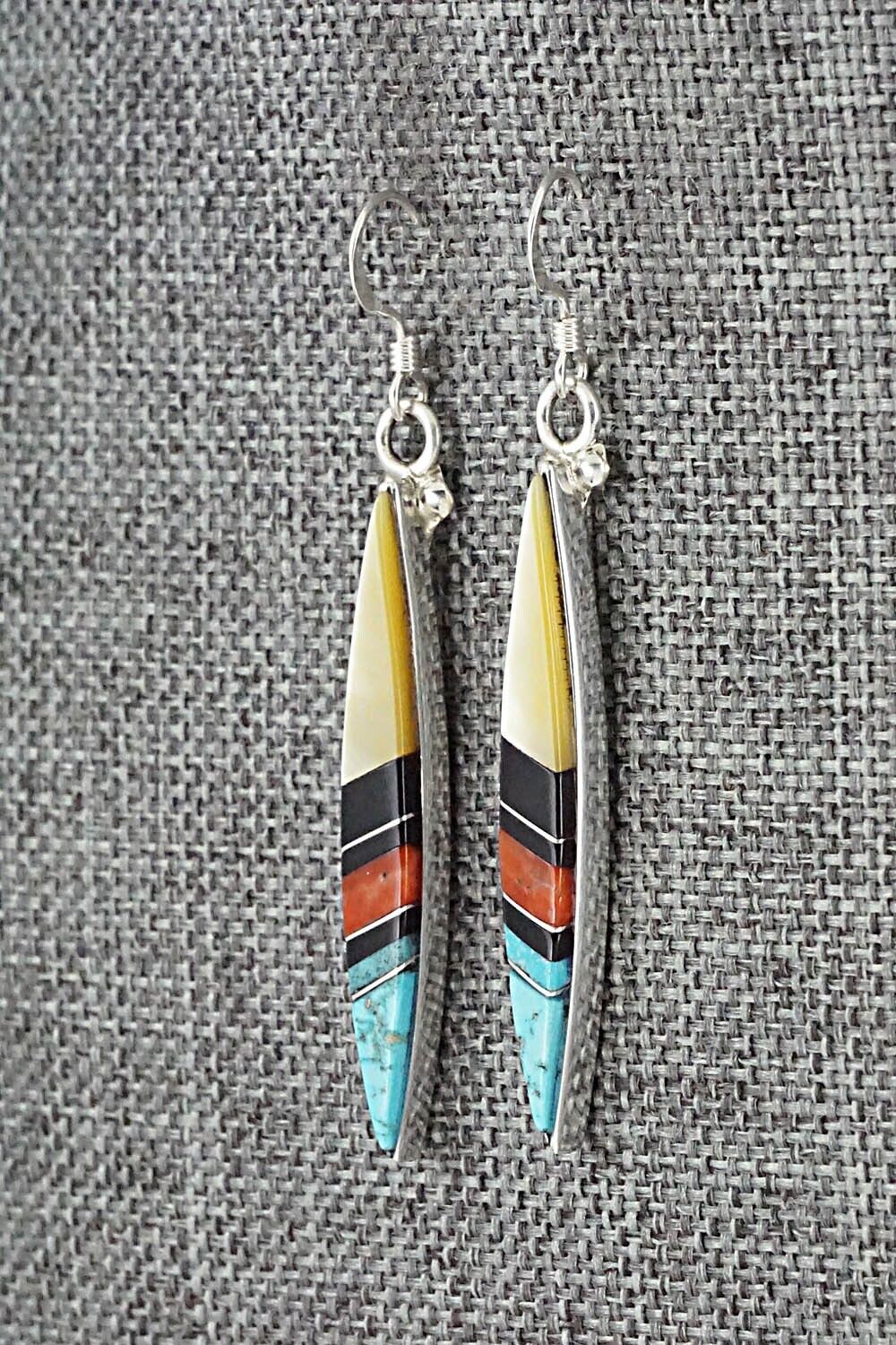 Multi Stone & Sterling Silver Inlay Earrings - Cleo Kallestewa