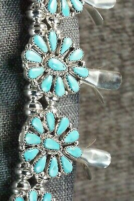 Turquoise & Sterling Silver Squash Blossom and Earrings - Alicia Wilson
