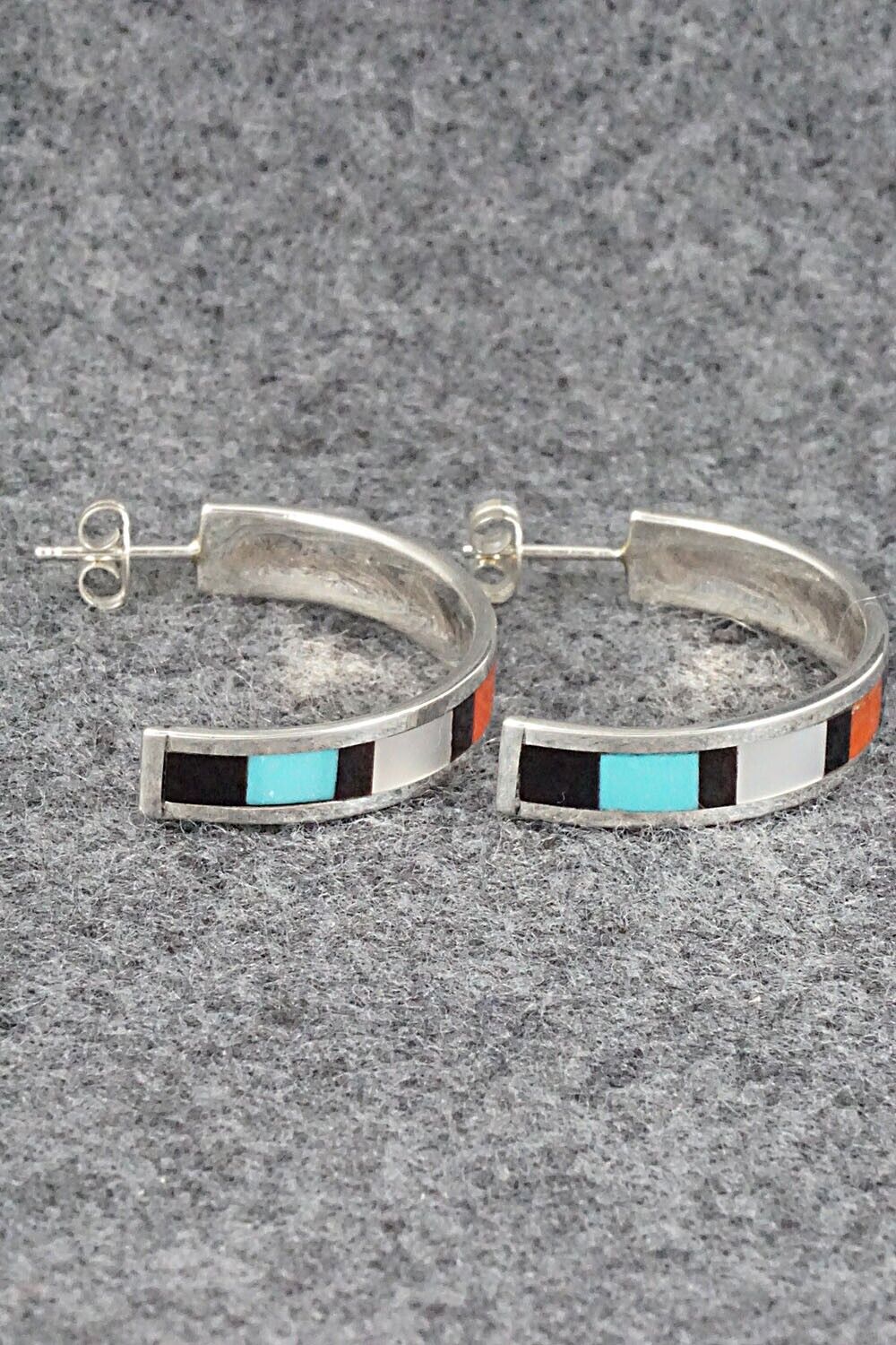 Multi Stone Inlay & Sterling Silver Earrings - Robin Chavez