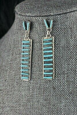 Zuni Turquoise & Sterling Silver Earrings - Ophelia Soseeah - High Lonesome Trading