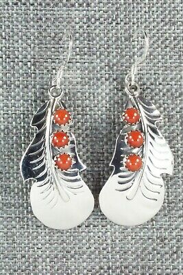 Coral and Sterling Silver Earrings - Genevieve Francisco