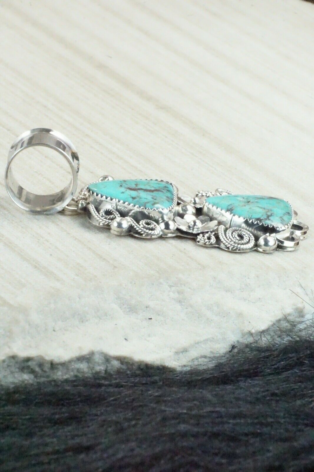 Turquoise and Sterling Silver Pendant - Shirley Largo