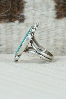 Navajo Turquoise and Sterling Silver Ring - Selina Warner - Size 8.5