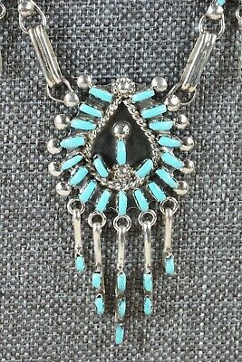 Zuni Turquoise & Sterling Silver Necklace and Earrings Set - Keith Leekity