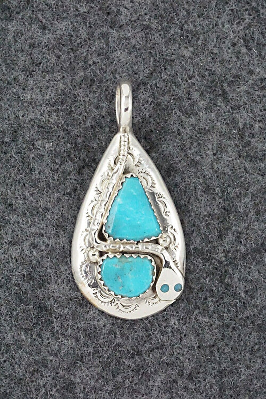 Turquoise and Sterling Silver Pendant - Joy Calavaza