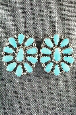 Turquoise & Sterling Silver Squash Blossom and Earrings - Alicia Wilson