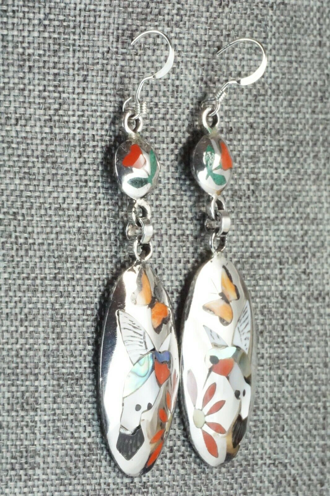 Multi Stone & Sterling Silver Earrings - Quintin Quam Sr.