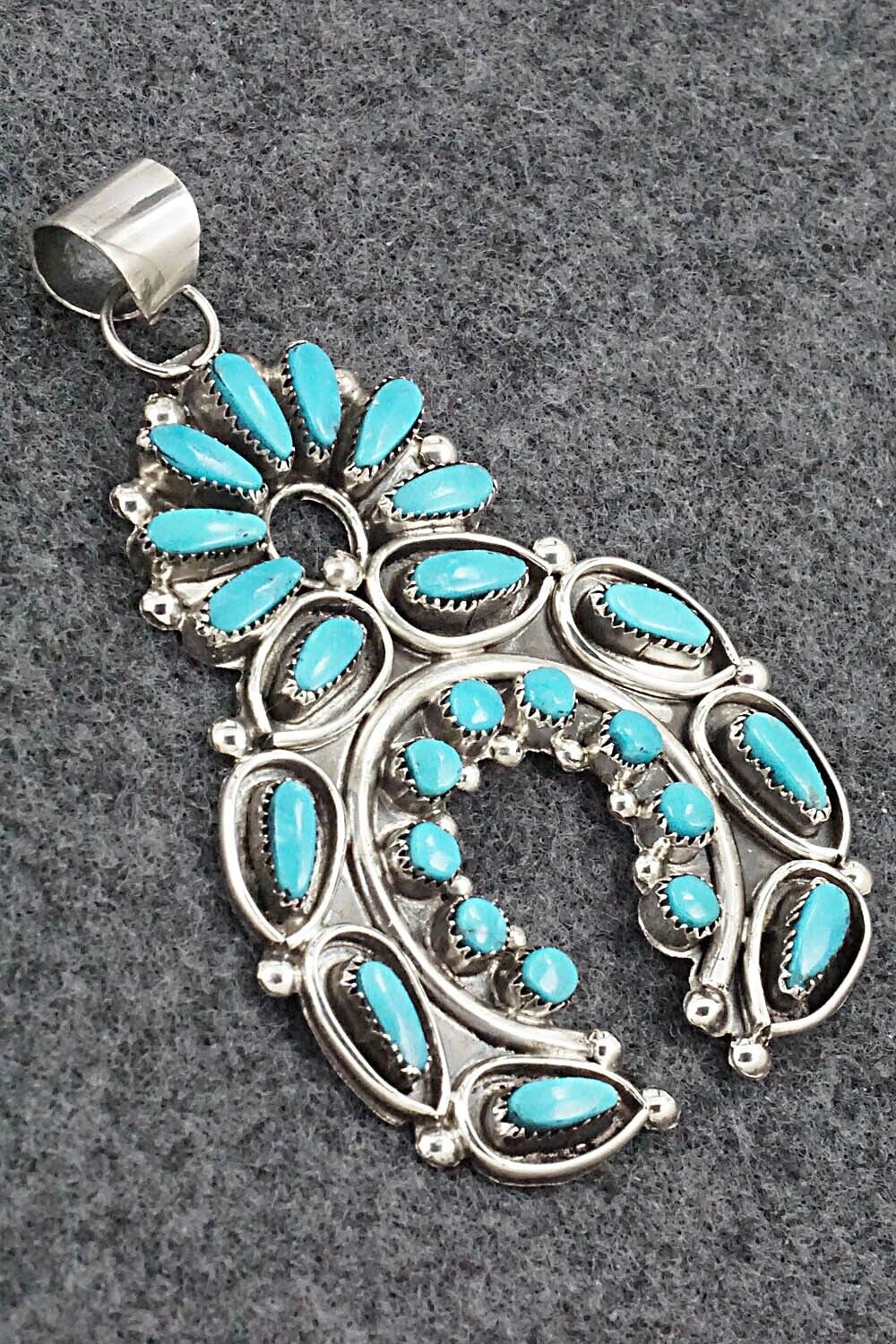 Turquoise and Sterling Silver Naja Pendant - Vie Bobelu