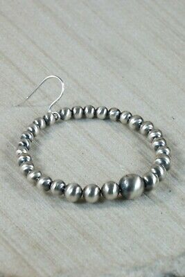 Navajo Sterling Silver Pearl Hoop Earrings - Jan Mariano - High Lonesome Trading