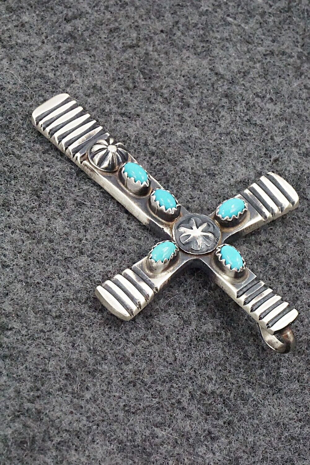 Turquoise and Sterling Silver Pendant - Martha Cayatineto