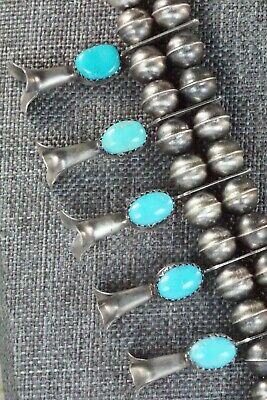 Turquoise & Sterling Silver Squash Blossom and Earrings - Leon Kirlie