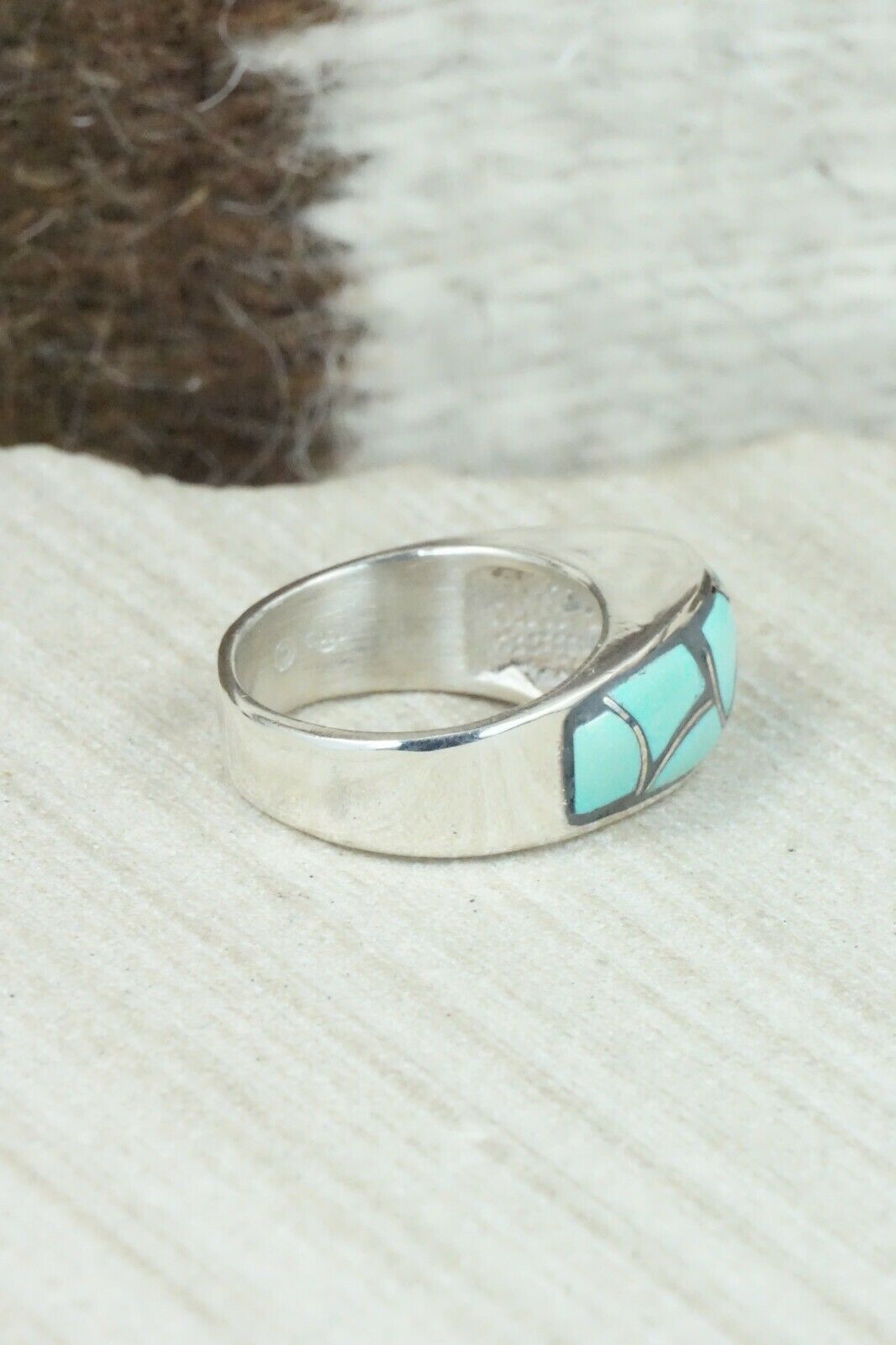 Turquoise & Sterling Silver Ring - Orena Leekya - Size 5.75