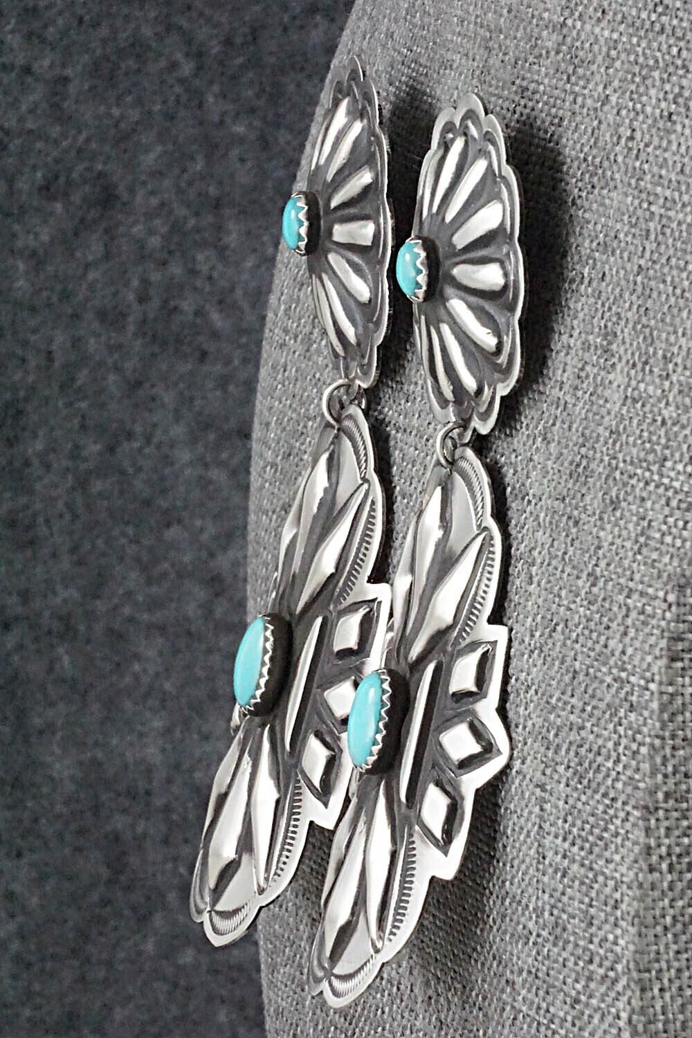 Turquoise & Sterling Silver Earrings - Leander Tahe