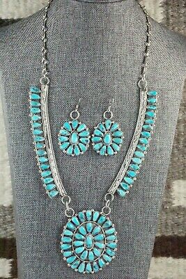 Turquoise & Sterling Silver Necklace and Earrings Set - Justina Wilson