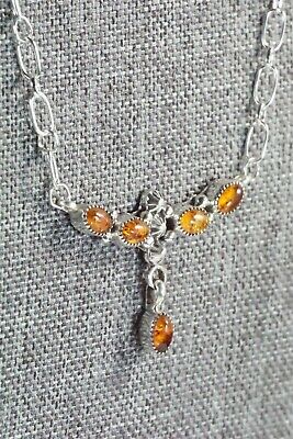 Amber & Sterling Silver Necklace - Loretta Smith