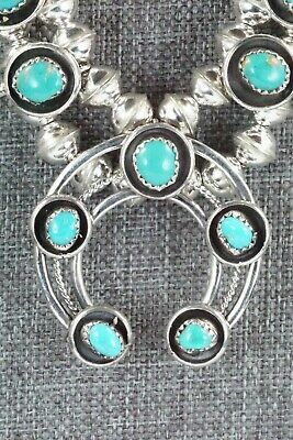 Turquoise & Sterling Silver Squash Blossom and Earrings - Phil Garcia