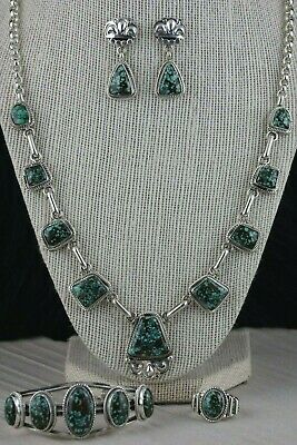 Navajo Turquoise & Sterling Silver Necklace Set - Raymond Delgarito - High Lonesome Trading