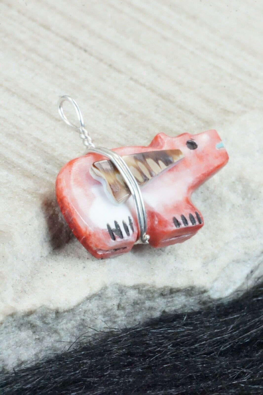 Spiny Oyster & Sterling Silver Pendant - Darrin Boone