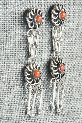 Coral & Sterling Silver Earrings - D Bellison